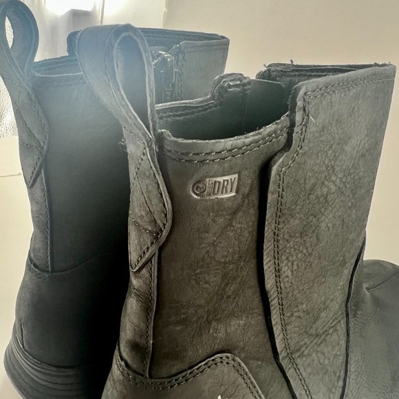 Merrell Travvy Black Leather Waterproof Boots Size 7.5 Bootie Mid Calf Size Zipp - Picture 12 of 14